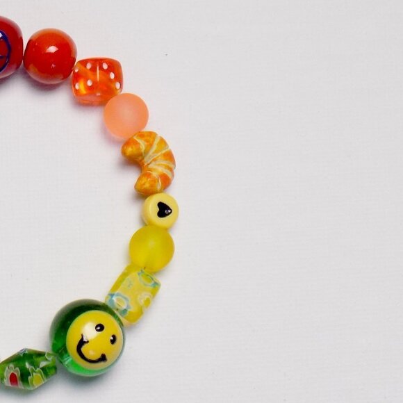 new! handmade charm bracelet chunky pearls indie kidcore funky random colors - Picture 3 of 4